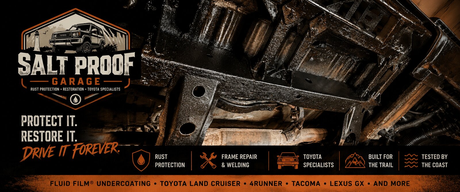 Salt Proof Garage — protected vehicle frame